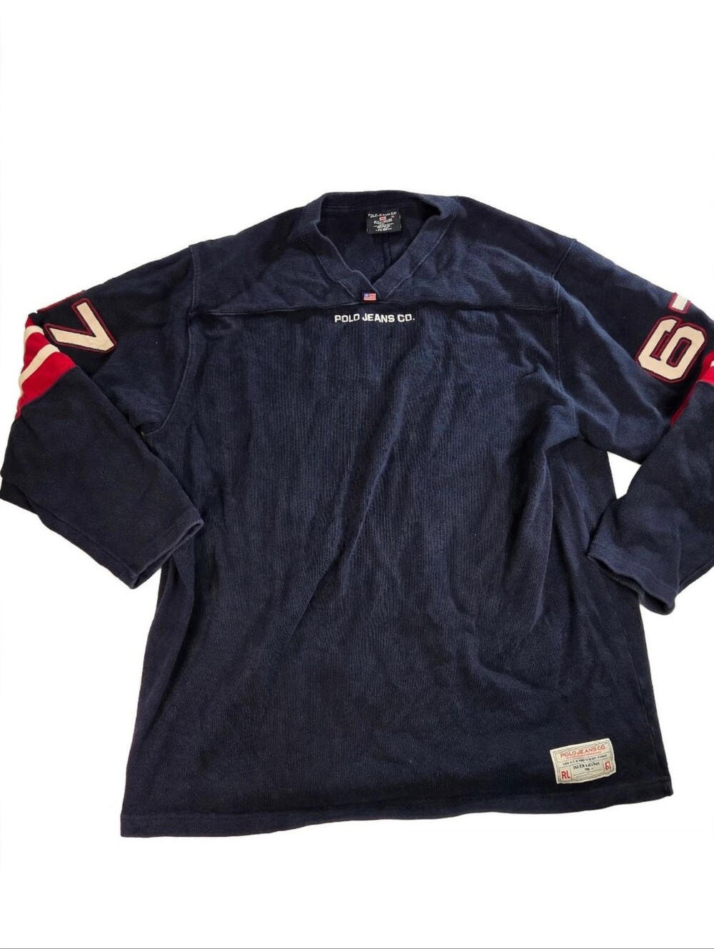 Polo Jeans Co Football Jersey XL 67 Vintage 90s Navy
